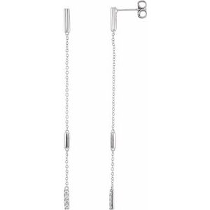 14K White 1/10 CTW Diamond Chain Earrings - Siddiqui Jewelers