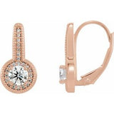 14K Rose 5/8 CTW Diamond Milgrain Halo-Style Dangle Earrings - Siddiqui Jewelers