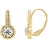 14K Yellow 5/8 CTW Diamond Milgrain Halo-Style Dangle Earrings - Siddiqui Jewelers
