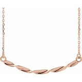 14K Rose Twisted Ribbon Bar 16-18" Necklace - Siddiqui Jewelers