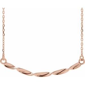 14K Rose Twisted Ribbon Bar 16-18" Necklace - Siddiqui Jewelers