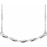 14K White Twisted Ribbon Bar 16-18" Necklace - Siddiqui Jewelers