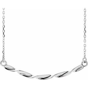 14K White Twisted Ribbon Bar 16-18" Necklace - Siddiqui Jewelers