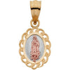 14K Yellow/Rose 11x9 mm Oval Our Lady of Guadalupe Pendant with Rhodium Plating - Siddiqui Jewelers