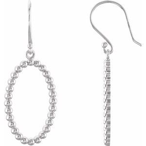 Sterling Silver Oval Beaded Design Earrings - Siddiqui Jewelers