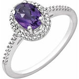 Sterling Silver Amethyst & .01 CTW Diamond Ring - Siddiqui Jewelers