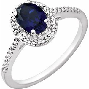 Sterling Silver Lab Created Blue Sapphire & .01 CTW Diamond Ring - Siddiqui Jewelers