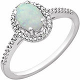 Sterling Silver Lab Created Opal & .01 CTW Diamond Ring - Siddiqui Jewelers