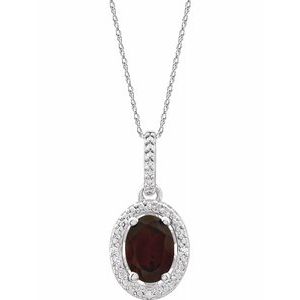 Sterling Silver Mozambique Garnet & .01 CTW Diamond 18" Necklace - Siddiqui Jewelers