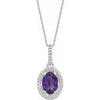 Sterling Silver Amethyst & .01 CTW Diamond 18" Necklace - Siddiqui Jewelers