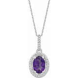 Sterling Silver Amethyst & .01 CTW Diamond 18" Necklace - Siddiqui Jewelers