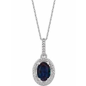 Sterling Silver Lab-Grown Alexandrite & .01 CTW Diamond 18" Necklace - Siddiqui Jewelers