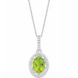 Sterling Silver Peridot & .01 CTW Diamond 18" Necklace - Siddiqui Jewelers