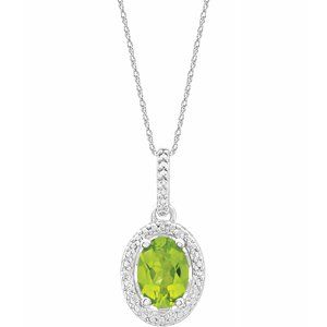Sterling Silver Peridot & .01 CTW Diamond 18" Necklace - Siddiqui Jewelers