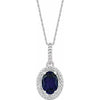 Sterling Silver Lab-Grown Blue Sapphire & .01 CTW Diamond 18" Necklace - Siddiqui Jewelers