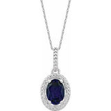 Sterling Silver Lab-Grown Blue Sapphire & .01 CTW Diamond 18" Necklace - Siddiqui Jewelers