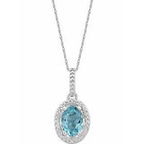 Sterling Silver Sky Blue Topaz & .01 CTW Diamond 18" Necklace - Siddiqui Jewelers