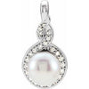 14K White Akoya Cultured Pearl & 1/10 CTW Diamond Pendant - Siddiqui Jewelers