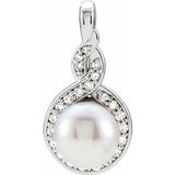 14K White Akoya Cultured Pearl & 1/10 CTW Diamond Pendant - Siddiqui Jewelers