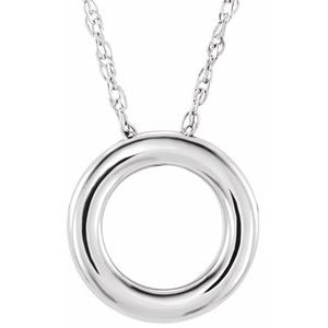 Sterling Silver 13 mm Circle 18" Necklace - Siddiqui Jewelers