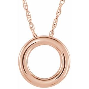 14K Rose 13 mm Circle 18" Necklace - Siddiqui Jewelers