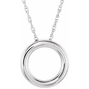 Sterling Silver 15 mm Circle 18" Necklace - Siddiqui Jewelers