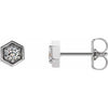 14K White 1/8 CTW Diamond Hexagon Stud Earrings - Siddiqui Jewelers