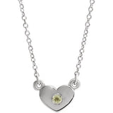 14K White Peridot Heart 16" Necklace - Siddiqui Jewelers