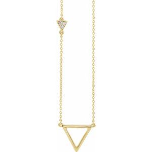 14K Yellow .05 CTW Diamond Triangle 16-18" Necklace - Siddiqui Jewelers