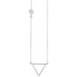 14K White .05 CTW Diamond Triangle 16-18" Necklace - Siddiqui Jewelers