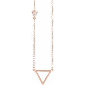 14K Rose .05 CTW Diamond Triangle 16-18" Necklace - Siddiqui Jewelers