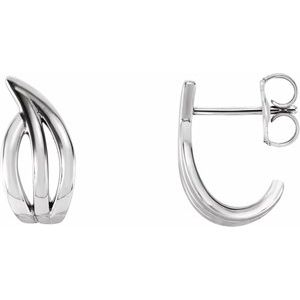 Sterling Silver Freeform J-Hoop Earrings - Siddiqui Jewelers