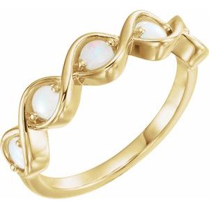 14K Yellow Opal Stackable Ring - Siddiqui Jewelers