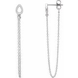 14K White Leaf Chain Earrings - Siddiqui Jewelers