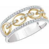 14K White & Yellow 1/4 CTW Diamond Link Ring - Siddiqui Jewelers
