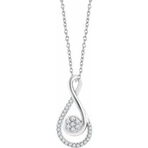 14K White 1/5 CTW Diamond Freeform 16-18" Necklace - Siddiqui Jewelers