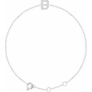 14K White .07 CTW Diamond Initial B 6-7" Bracelet - Siddiqui Jewelers