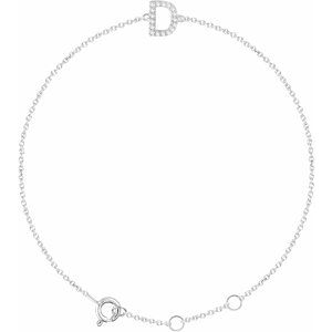 14K White .06 CTW Diamond Initial D 6-7" Bracelet-Siddiqui Jewelers