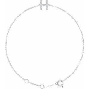 14K White .06 CTW Diamond Initial H 6-7" Bracelet-Siddiqui Jewelers