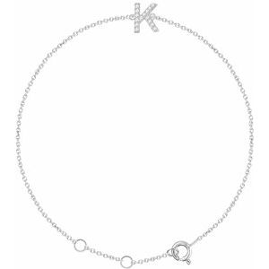 14K White .05 CTW Diamond Initial K 6-7" Bracelet-Siddiqui Jewelers