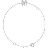 14K White .07 CTW Diamond Initial M 6-7" Bracelet-Siddiqui Jewelers