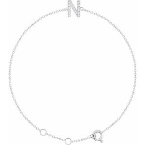 14K White .06 CTW Diamond Initial N 6-7" Bracelet-Siddiqui Jewelers