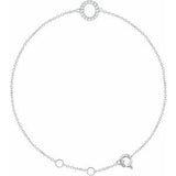 14K White .06 CTW Diamond Initial O 6-7" Bracelet-Siddiqui Jewelers