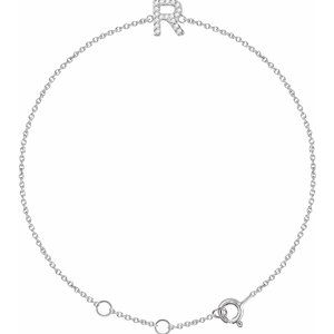 14K White .06 CTW Diamond Initial R 6-7" Bracelet-Siddiqui Jewelers