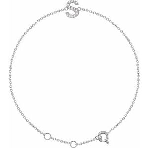 14K White .05 CTW Diamond Initial S 6-7" Bracelet-Siddiqui Jewelers