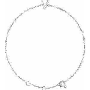 14K White .05 CTW Diamond Initial V 6-7" Bracelet-Siddiqui Jewelers