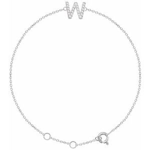 14K White .07 CTW Diamond Initial W 6-7" Bracelet-Siddiqui Jewelers