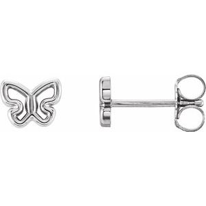 14K White 6.1x4.8 mm Butterfly Earrings - Siddiqui Jewelers