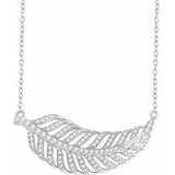 14K White 3/8 CTW Diamond Leaf 16-18" Necklace - Siddiqui Jewelers