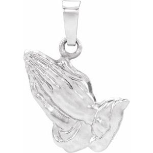 Sterling Silver 18.75x16 mm Praying Hands Pendant - Siddiqui Jewelers